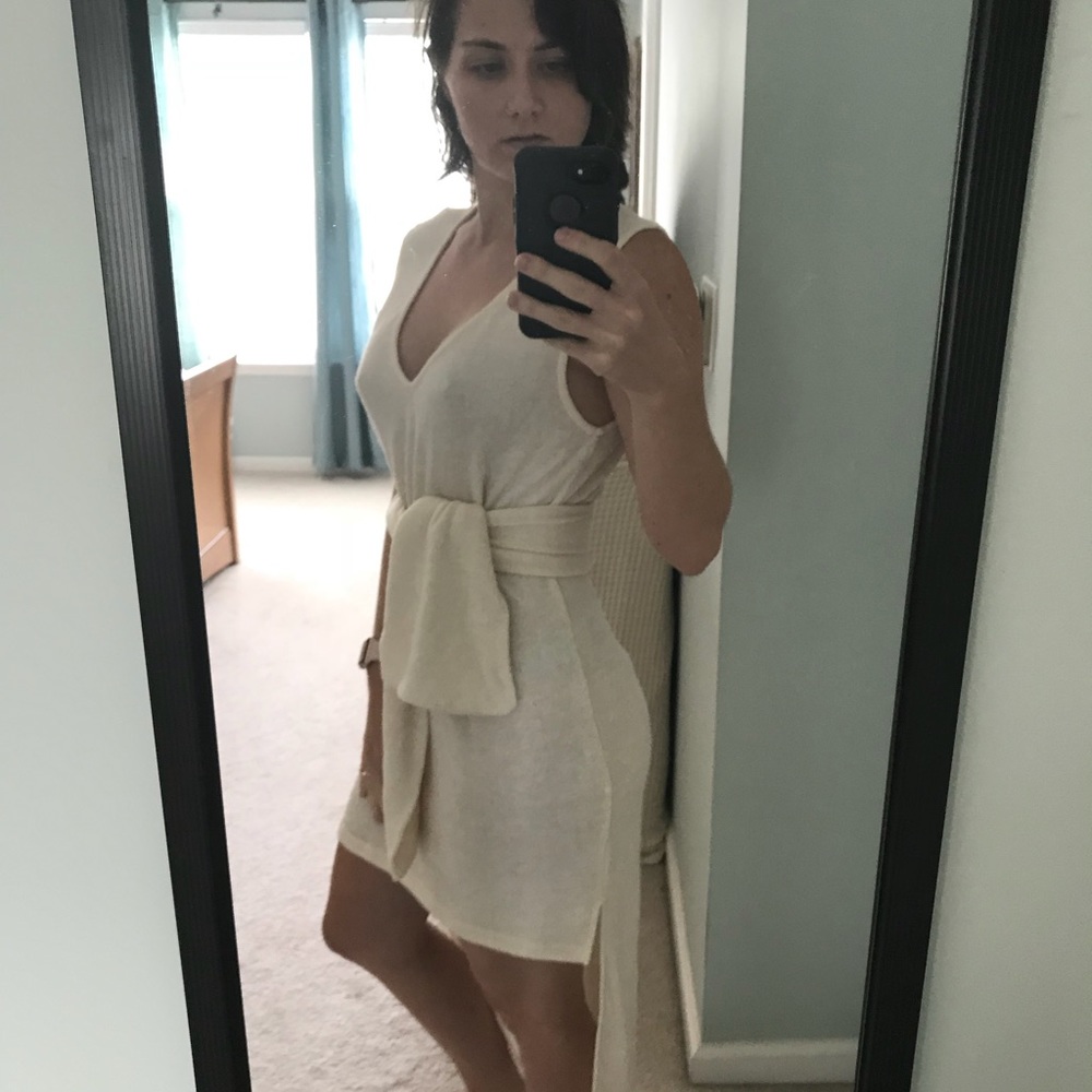 Nude SABO SKIRT high low dress with removable sash